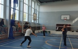 Powiawtowe Igrzyska dzieci i Młodzieży w Druzynowym Badminton w Mikołajkach Pomorskich 35