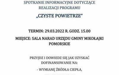 Zdjęcie do Czyste powietrze - spotkanie informacyjne