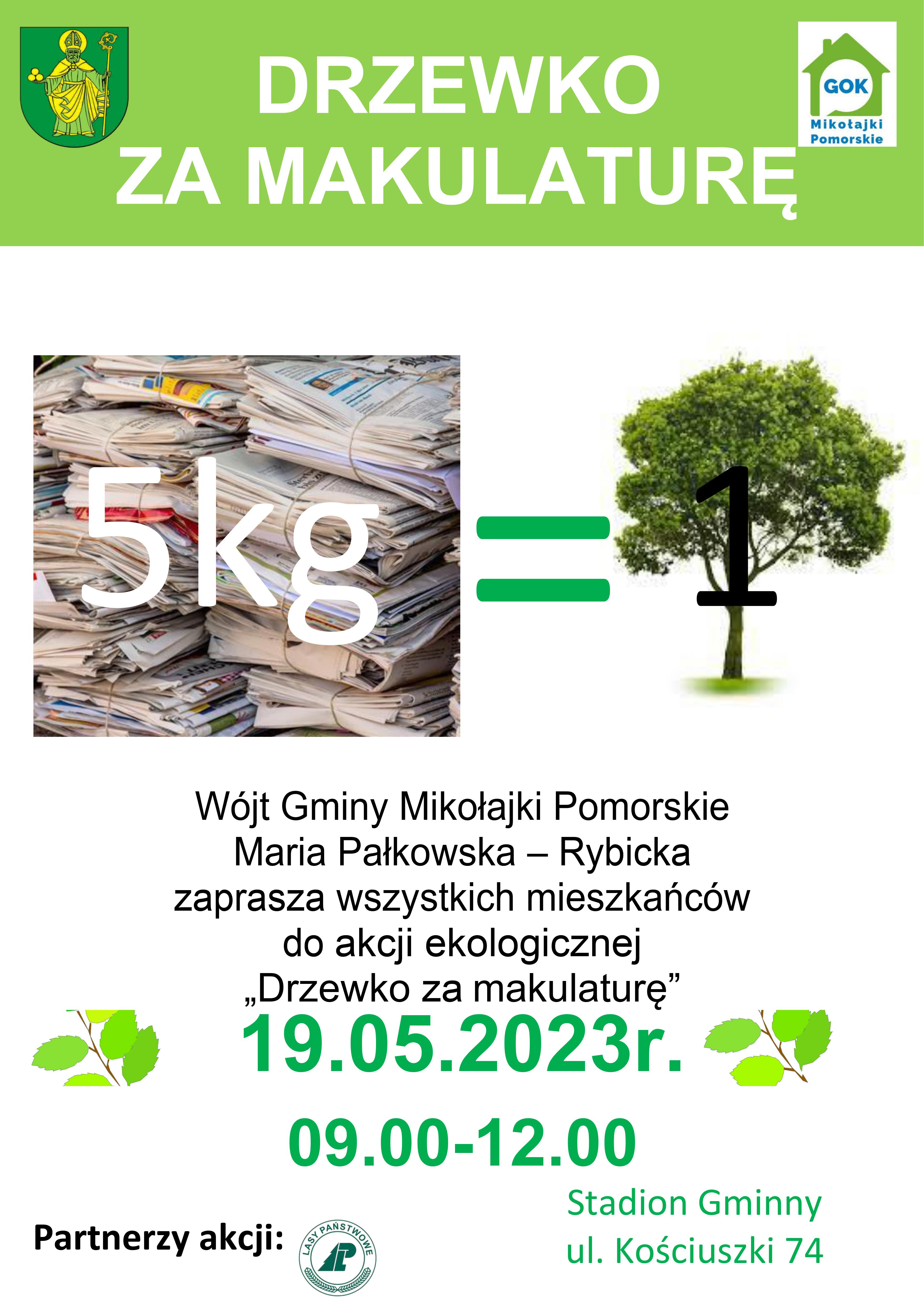 Plakat drzewko za makulaturę