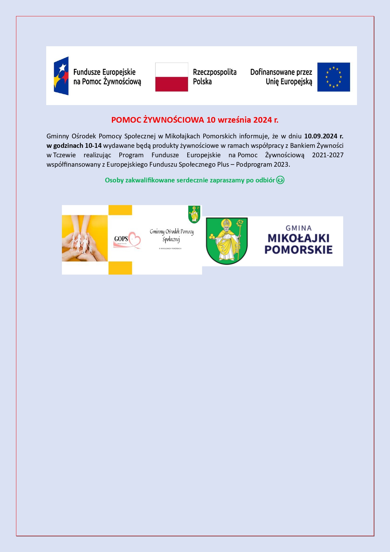 Pomoc żywnościowa - plakat 