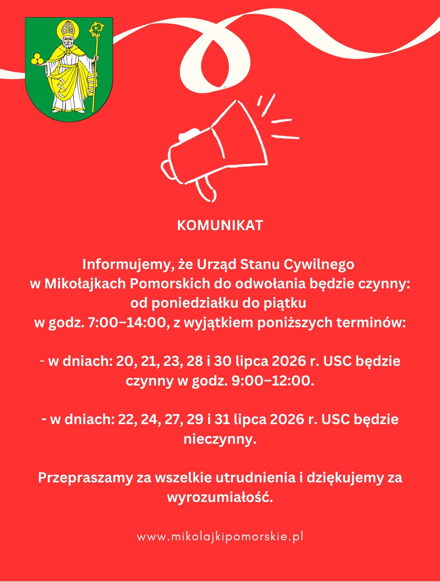 Komunikat dot. pracy USC