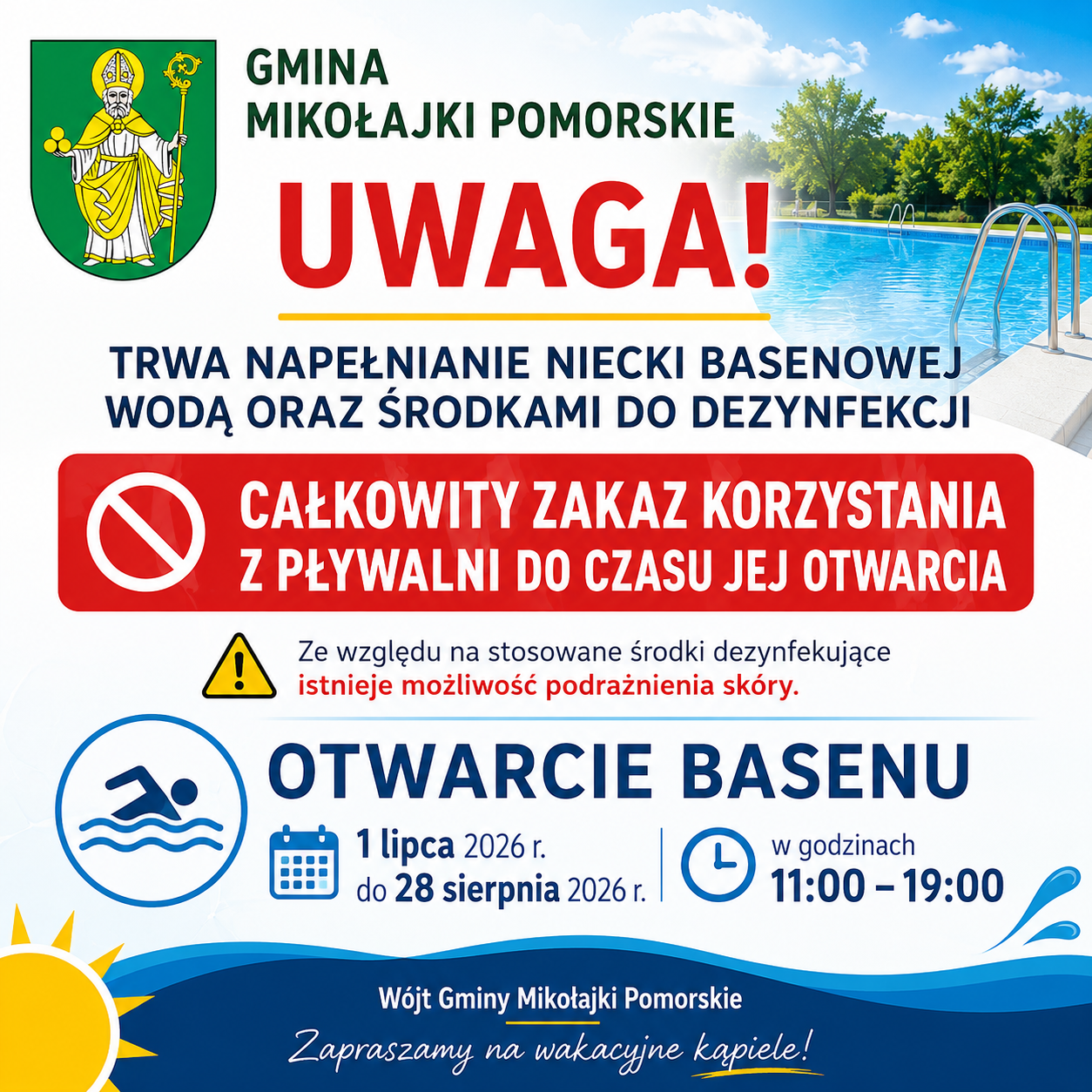 Trwają przygotowania do otwarcia basenu w&nbsp;Mikołajkach Pomorskich