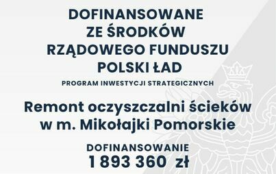 Zdjęcie do Remont oczyszczalni ściek&oacute;w w m. Mikołajki Pomorskie
