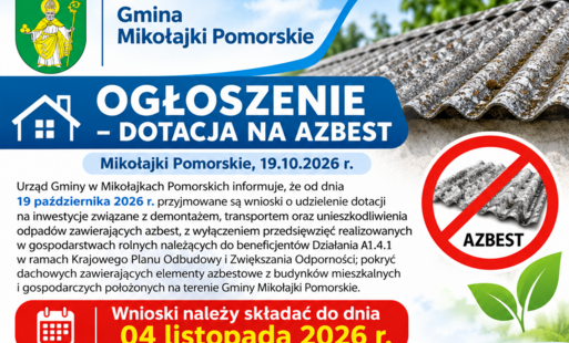 Ogłoszenie – dotacja na usuwanie azbestu